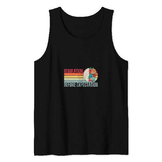 Regulation Before Expectation Retro Neurodiversity Therapist 12 Tank Tops
