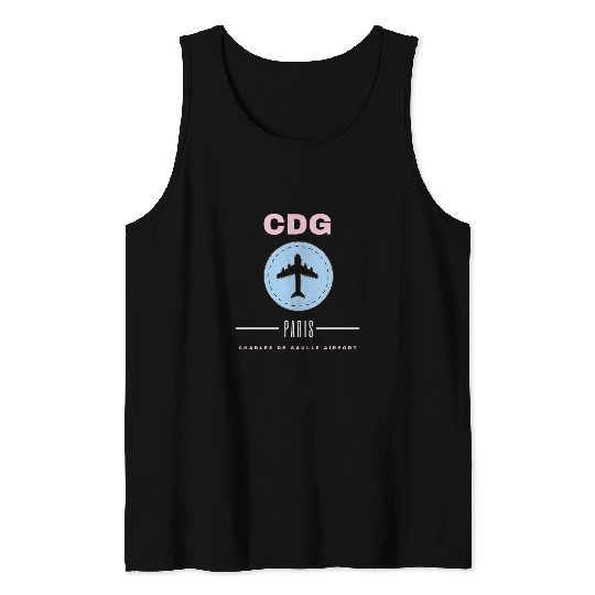 CDG Airport Paris France Travel Love Plane Love Gift Pilot Tank Tops