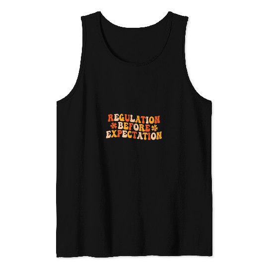 Regulation Before Expectation Retro Neurodiversity Therapist Tank Tops