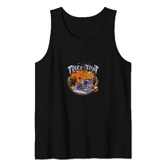 Kids Truck Or Treat Pumpkin Halloween Trucker Costume Gift Tank Tops