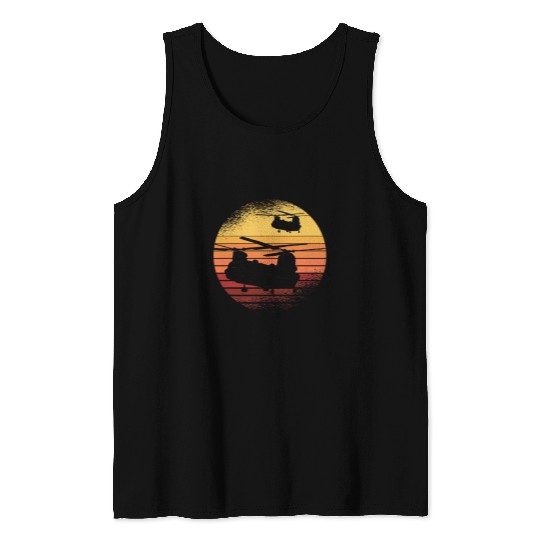 Helicopter Chopper Pilot Aircrew Retro Vintage Tank Tops
