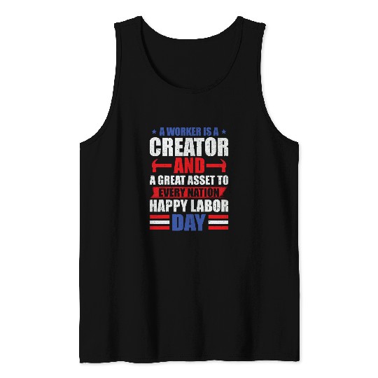 a worker is creator t labor day graphic plus size Tank Tops