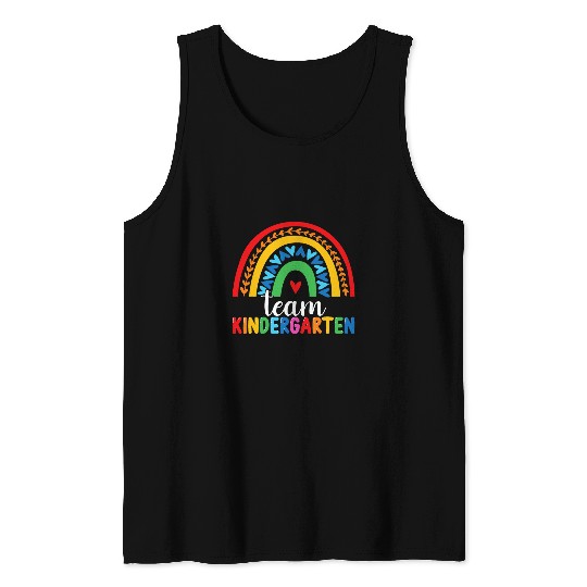 Team Kinder Cute Boho Rainbow Teacher Kindergarten Squad Tank Tops