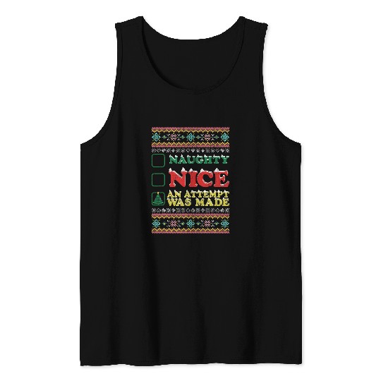 Naughty Nice Christmas Gift For College Student Tank Tops