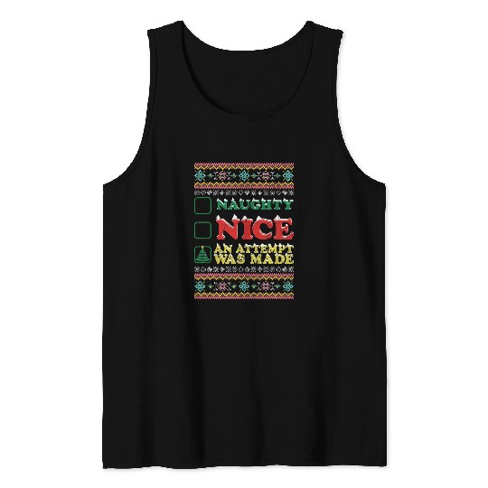 Naughty Nice Christmas Gift For College Student Tank Tops