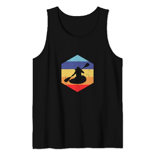 Kayak Canoe Retro Kayaking Ladies Men Paddle Boat Tank Tops