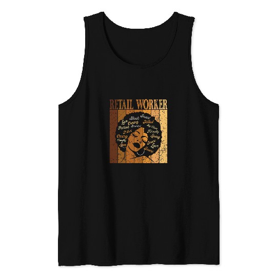Retail Worker Afro African Women Black History Month Tank Tops