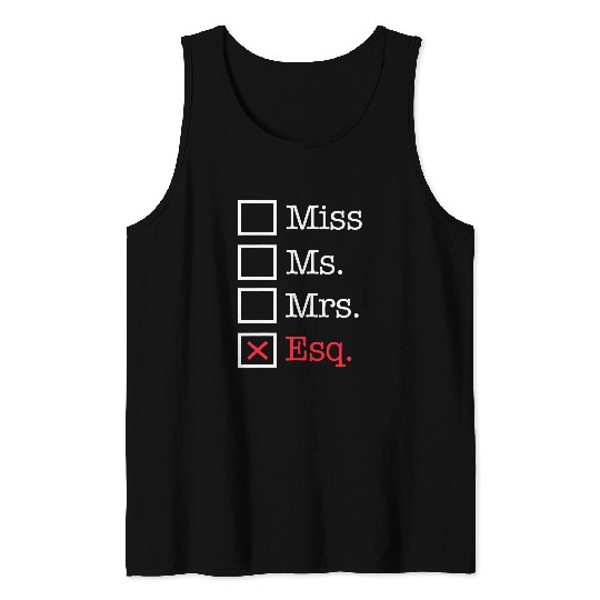 Miss Ms Mrs Esq Funny Law Student Esquire Graduation Tank Tops