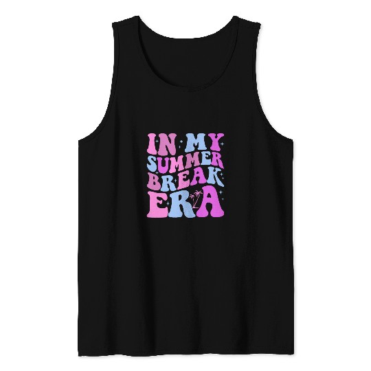 In My Summer Break Era Groovy Teacher Summer Break Vacation 2 Tank Tops