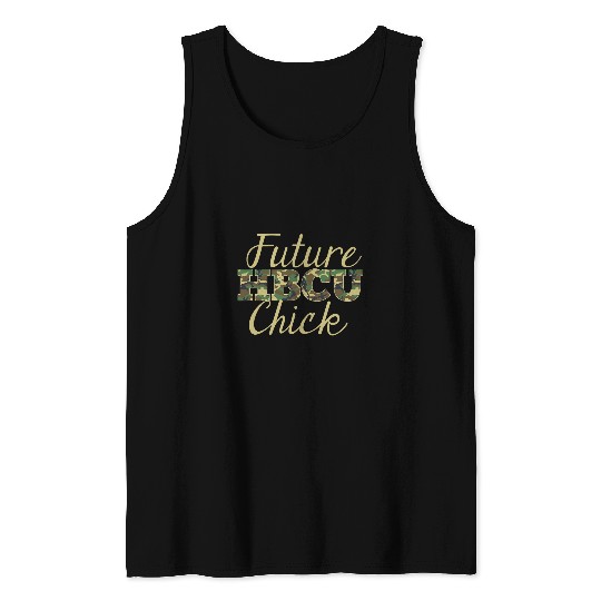 Future HBCU Chick Student or Grad Camo Letters Women Tank Tops