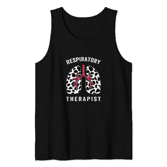 Respiratory Therapist Cute Cow Print Lungs Health Care Tank Tops