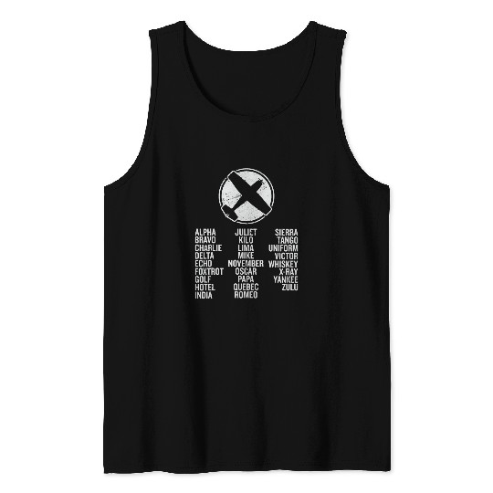 Military alphabet pilot aircraft radio sparks aviator Tank Tops