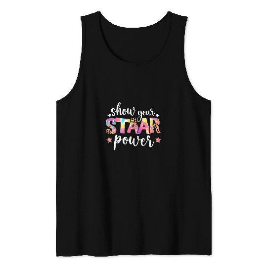 Test Day Show Your STAAR Power Leopard Pastel Tie Dye Tank Tops