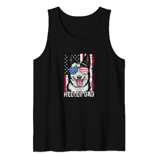 Heeler Dad Father Day Gift Australian Cattle Dog 4th of July Tank Tops