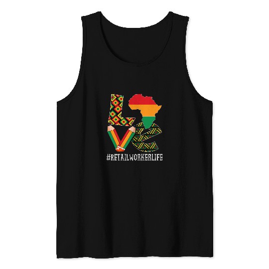 Retail Worker Love Map African American Black History Month Tank Tops