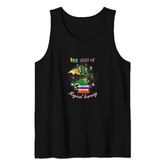 100 Days of School Magical Learning Book Dragon Teacher Gift Tank Tops