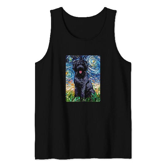 labradoodle black goldendoodle starry night dog art Tank Tops