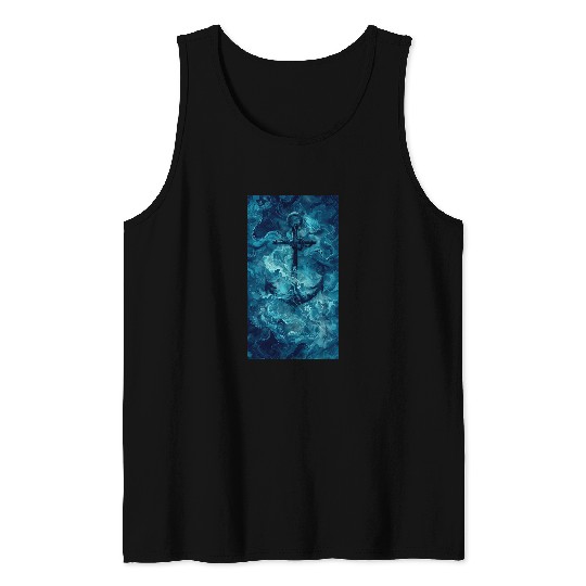 Abstract Nautical Blue Anchor Nautical Maritime 2 Tank Tops