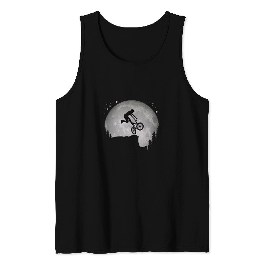 Funny BMX Bike Cliff Jump to the Moon vintages Retro Sunset Tank Tops