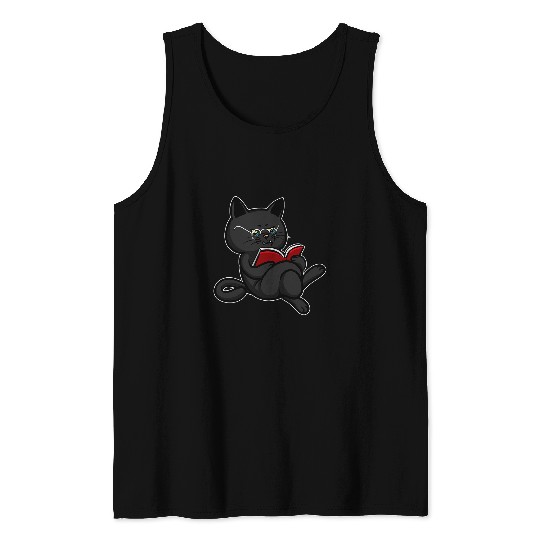 Grumpy Reading Cat Book Lovers Reading Book 1 Tank Tops