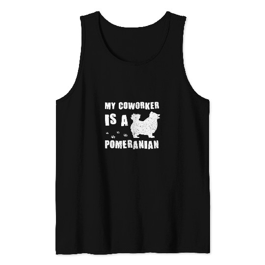 Funny WFH Pomeranian Coworker Work From homes Pet Dog Owner Tank Tops