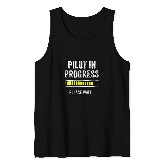 Pilot In Progress Funny Flight School Student Cute Tank Tops