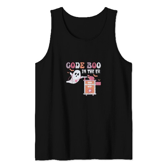 ghosts Code Boo In The ER Respiratory Therapist Halloween Tank Tops