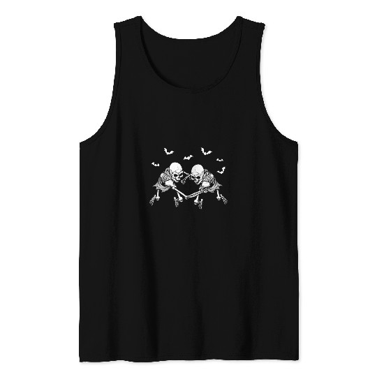 Cool Skeletons Wrestling Lover Halloween Wrestling Player Tank Tops