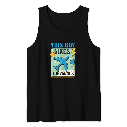 Boy Likes Airplanes Pilot Flying Aircraft Tank Tops