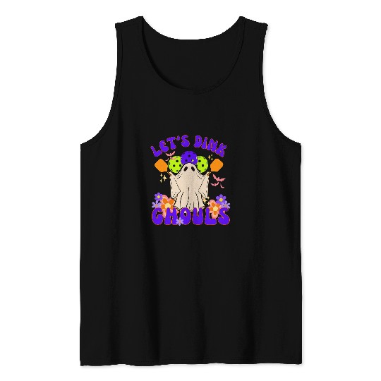 Halloween Pickleball Costume Lets Dink Ghouls Flowers Retro Tank Tops
