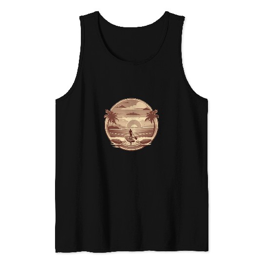 Enjoy SUP Paddle Boat Sunset Stand Up Paddle Board Tank Tops