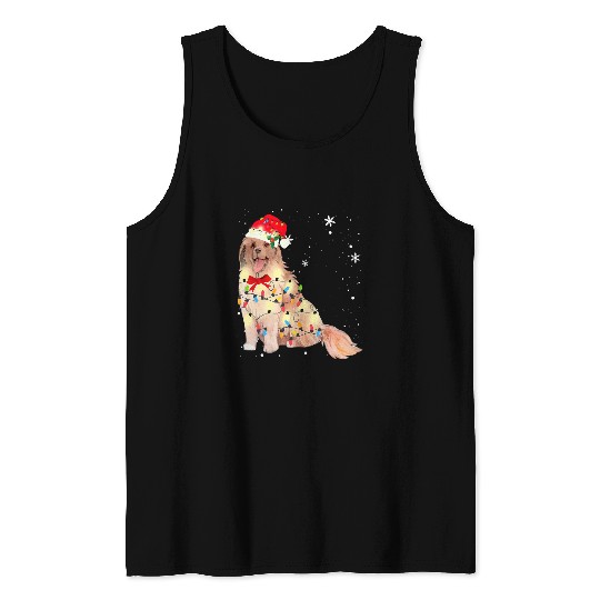 leonberger dog christmas light xmass mom dad s Tank Tops