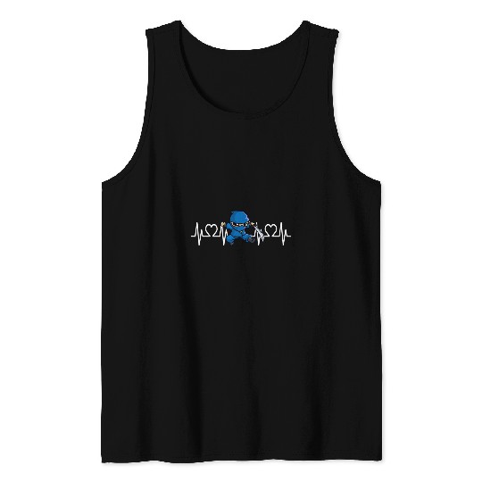 Heartbeat Pulse ECG Ninja I Youth Karate I Toddler Ninja Tank Tops
