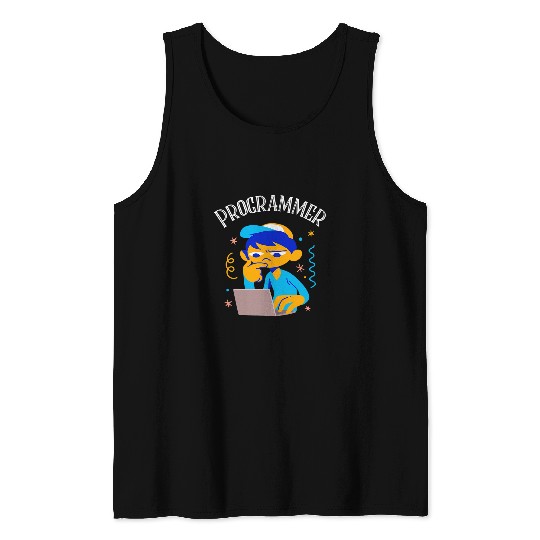 Boy on Computer Programmer Career Student Tank Tops