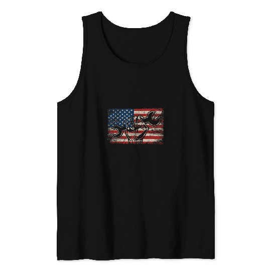 US Flag Mechanic Labor Day Worker Patriotic Mechanic Tank Tops