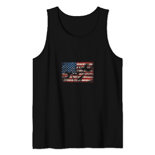 US Flag Mechanic Labor Day Worker Patriotic Mechanic Tank Tops