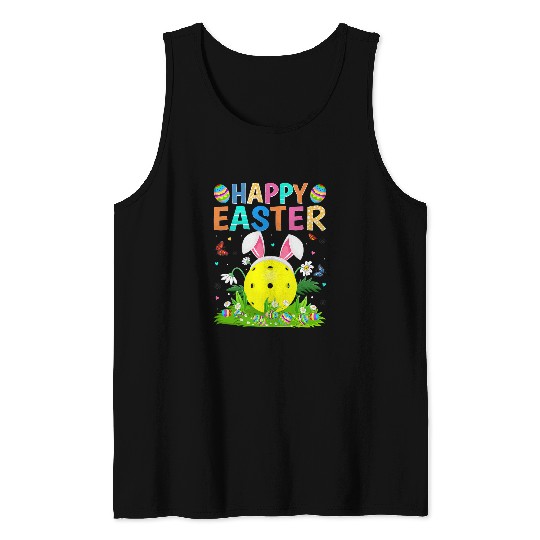 Happy Easter Bunny Egg Funny Pickleball Easter Sunday Tank Tops