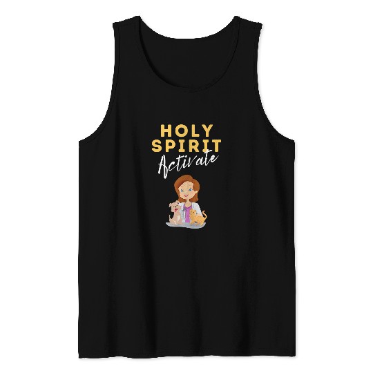 Holy Spirit Activate Vet Funny Christian Religious 2 Tank Tops