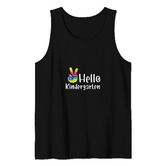 Hello Kindergarten Teacher Student First Day School Tie Dye Tank Tops