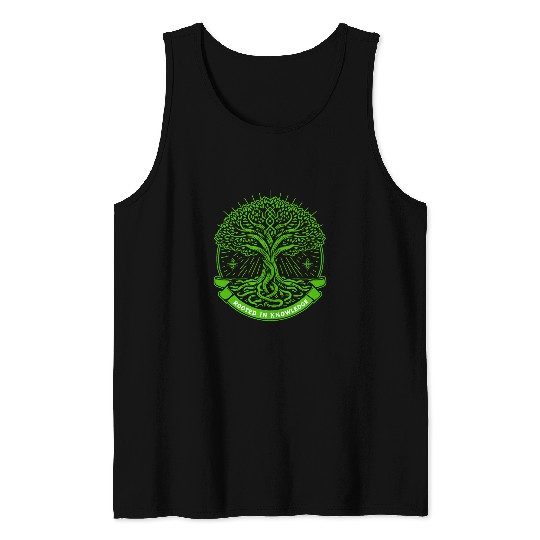 Rooted in Knowledge Teacher Tree Tank Tops