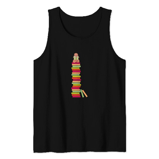 Books Sloth Read Bookworm Book Tank Tops