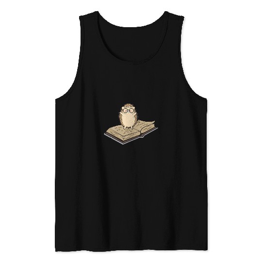 Hedgehog on a Book Hedgehog Tank Tops