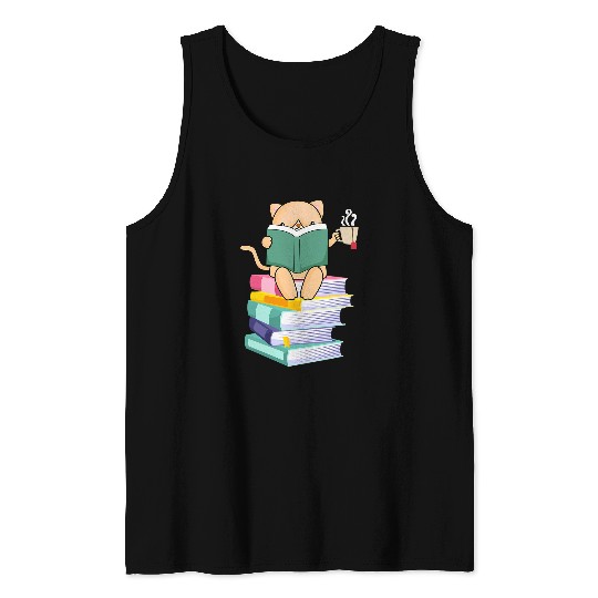 Kitten Tea Cat Owners Kitty Lover Meow Book Reader Tank Tops