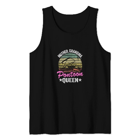 Lake Life Women Mom Mother Grandma Pontoon Queen 8 Tank Tops