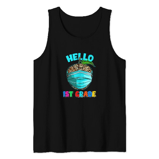 Hello Virtual 1st Grade Leopard Print for Teacher Student Tank Tops