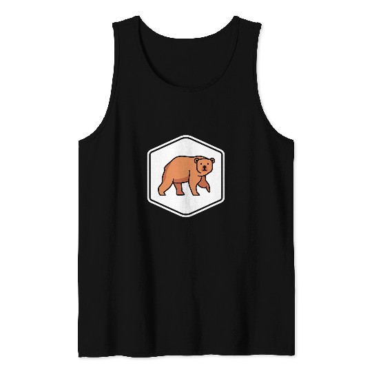 Bear Brown Grizzly Cute Funny Animal Zoo Zoologist 2 Tank Tops