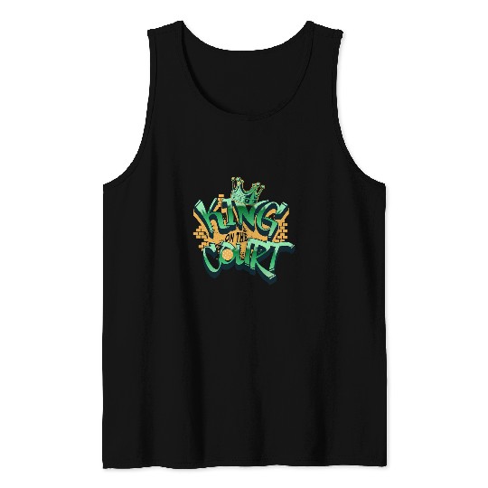 King On The Pickleball Court Grafitti Streetwear Graphic Guy Tank Tops