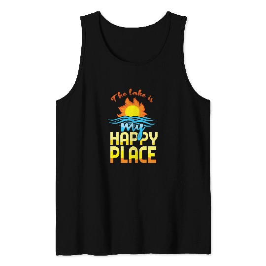 Lake Is My Happy Boat Kayaking Kayak Pontoon Boating Summer Tank Tops