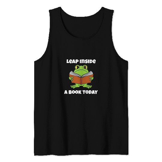 Leap Inside A Book Today Funny Frog Tank Tops