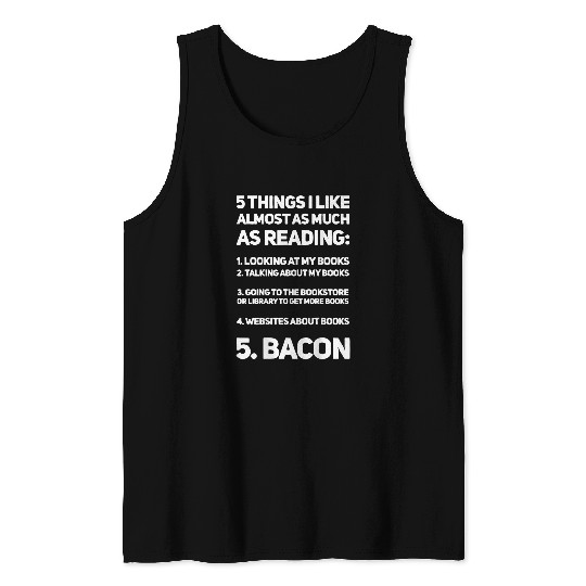 Funny Book Lovers and Bacon Lovers Costume Bookworm Tank Tops